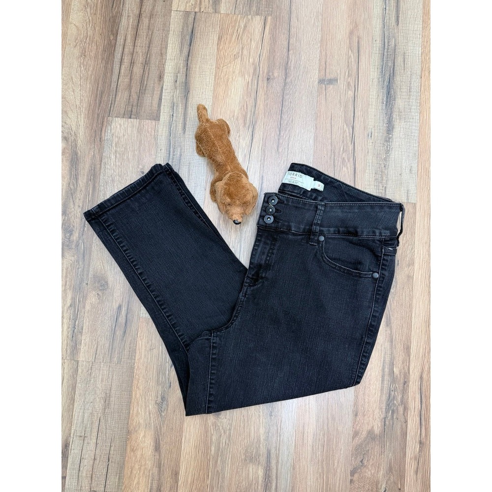 Torrid Denim Jegging Crop Black Wash Button Fly Stretch Jeans Women's 16‎